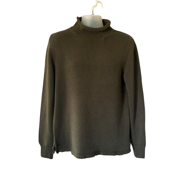 Quaker Marine Supply Fishermans Sweater Mens Chunky Olive Green Medium - Picture 1 of 5